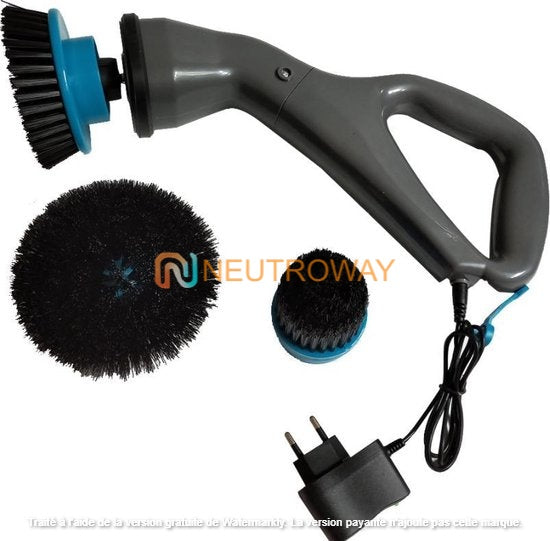 (0.5pv) Muscle Scrubber - Brosse de nettoyage électrique rechargeable - Comprend 3 accessoires - Nettoyant pour piscine / salle de bain