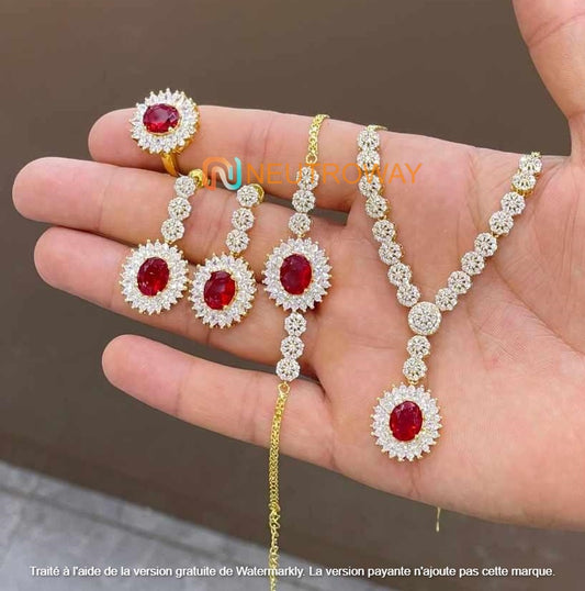 (0.4pv) Ensemble Collier Et Boucles D'oreilles En Strass Et Cercle En Bijoux De Mariage/fête De Luxe À La Mode Pour Femmes, 3 Pièces