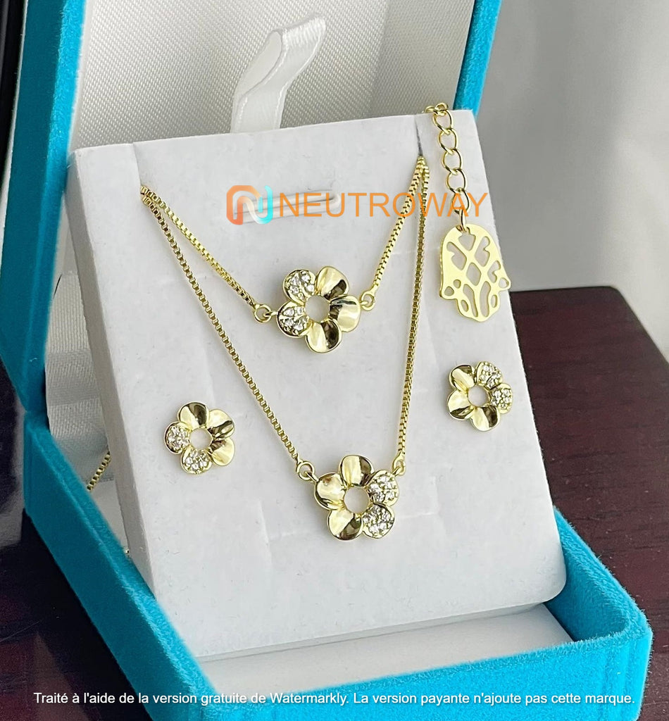 (8pv) Ensemble Collier Et Boucles D'oreilles  De Luxe Pour Femmes