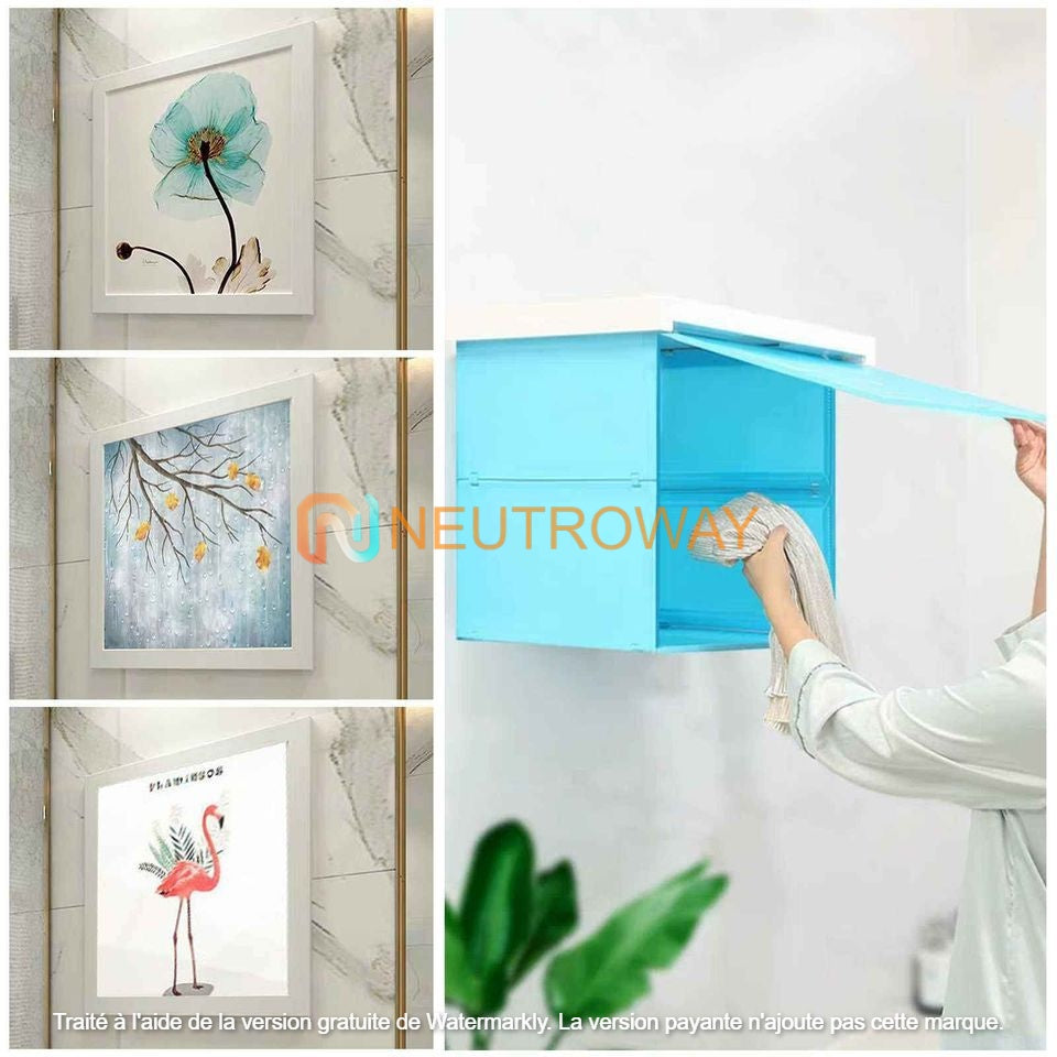 (0.4pv) Armoire de rangement murale pliable et étanche pour salle de bain, B