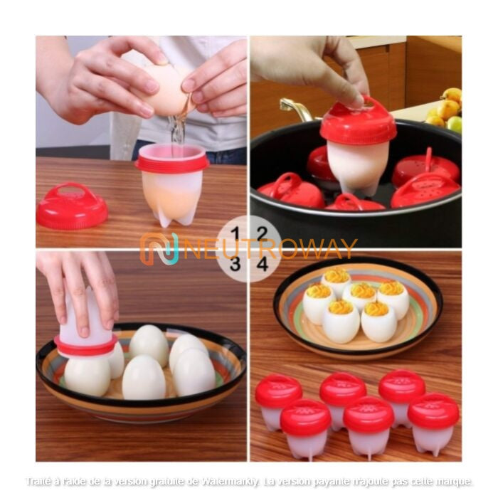 (6pv) Set Cuiseur à Oeufs sans coquille 6 Pièces